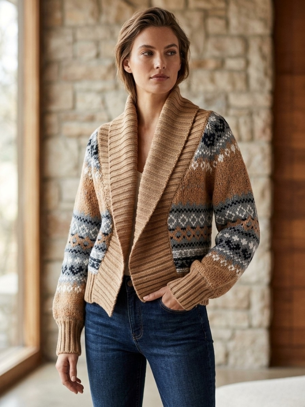 Promesa Apres Chic Alpine-Knit Shrug Cardigan